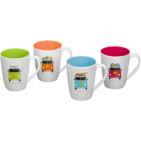 Flamefield Multicolor Melamine Mug Set (Pack of 4)